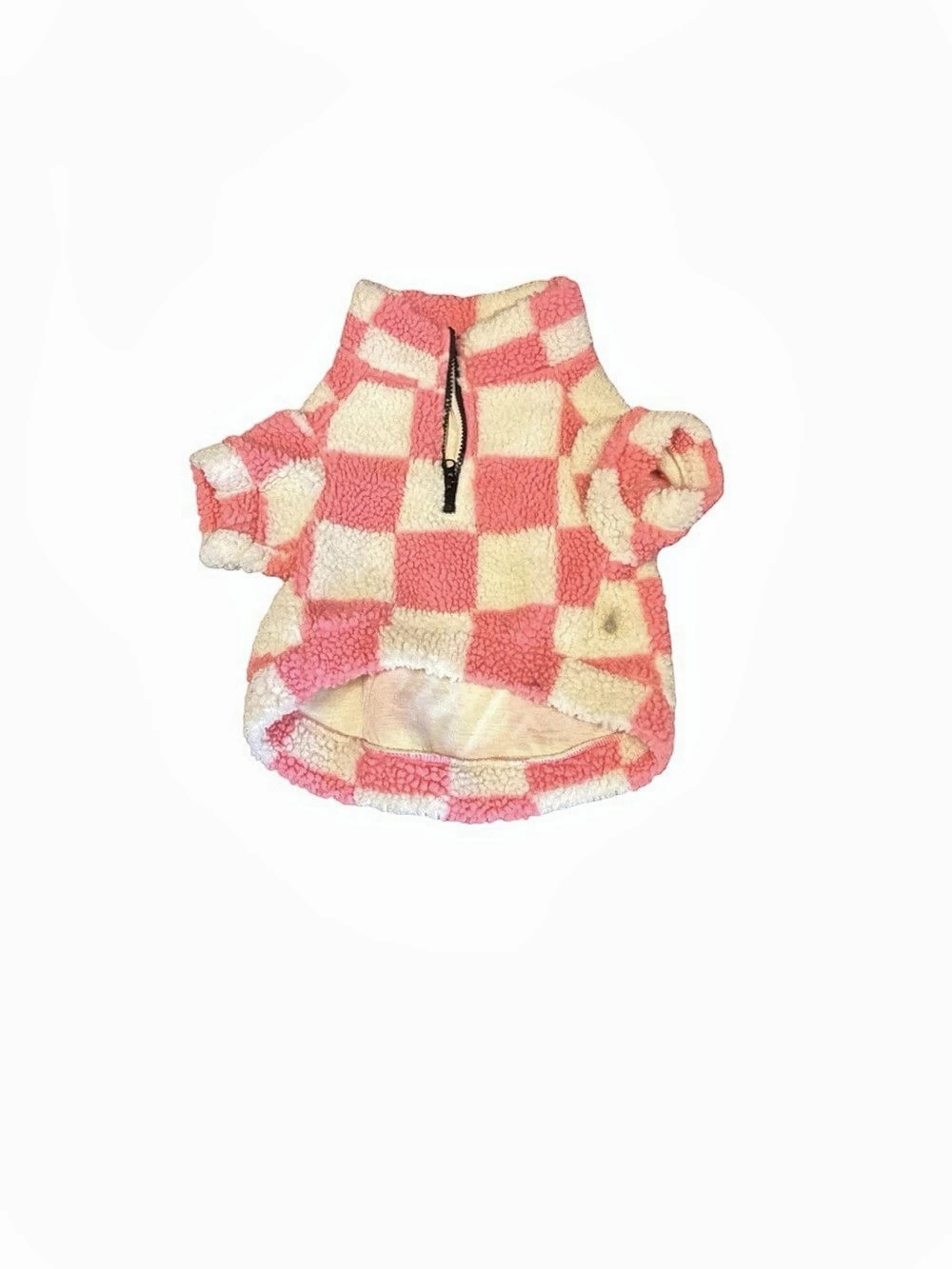 Pink & Cream Checkered Dog Sweater